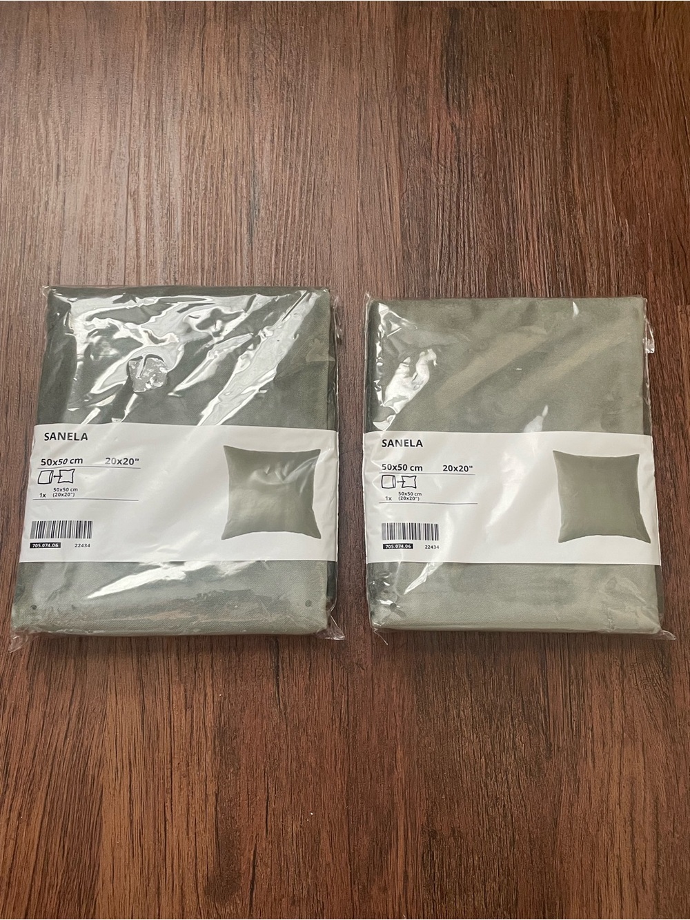 Ikea Sanela Pillow Covers Cases 20x20" Gray Green Cotton Set Of 2 NIP